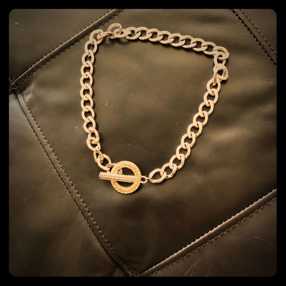 Rose Gold necklace, pink rhinestone